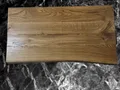 Waschtisch Platte 40 cm Holzplatte massiv Holz Aufsatzbecken Naturkante Eiche Dunkel Waschbeckenplatte Neu