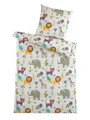 soma Kinderbettwäsche Safari Set mit Tieren 135x200 80x80 cm Kinder Mädchen Jungen sale, Mikrofaser, 2 teilig, Frühling Sommer Geschenke Kind Afrika Löwe Elefant Giraffe kuschelig