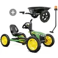 BERG Buddy John Deere Pedal-Gokart mit Anhänger und Rundumlicht