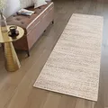 TAPISO Sari Teppich Läufer Flur Creme Modern Kurzflor Küche Wohnzimmer Schlafzimmer Küchenläufer Meterware Brücke nach Maß ÖKOTEX 70 x 160 cm