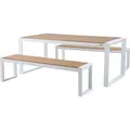 AXI Tony Gartenset mit 2 Bänken in Weiß / Braun für 6 Personen | Picknicktisch / Picknickbank aus Aluminium / Polywood | Esstisch für Draußen ... - Braun