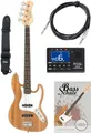 Rocktile Pro JB-30PR Ashwood E-Bass Natur Set - Jazz-Style E-Bass - Body: Esche - Hals: Ahorn - 2 Single-Coil Tonabnehmer - inkl. Gurt, Kabel, Stimmgerät & E-Bass Schule - Natur