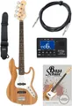E-Bass Jazz Set Pro JB-30PR Esche Natur 2x Single-Coil Gurt Kabel Schule Tuner