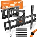 RICOO S5144 TV Wandhalterung Schwenkbar für 40-65 Zoll Wandhalterung Fernseher Halterung bis 50 Kg VESA 200x200 bis VESA 400x400 Flach Curved TV Halterung Fernsehhalterung Wand Schwenkbar Neigbar
