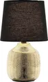 Tischlampe - Goldgelb - Schwarz - Stoffschirm - Keramik - H 28,5 cm