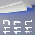 HEXIMO LED-Schattenfugenprofil Stuckleisten, indirekte Beleuchtung XPS-Styropor-Trockenbau-Deckenstuck Styropor-Deckenleisten (10,2 Meter HLED 14)