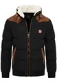 behype. Herren Winterjacke mit abnehmbarem Kunstfell in Schaf-Optik Kurze Steppjacke warme Outdoorjacke Jacket Puffer-Jacke Piloten-Stil OR_1215-Black-L