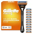 Gillette Fusion5 Rasierer für Männer, 1 Gillette Rasierer, 11 Ersatzklingen, Mit Gleitstreifen für ein sanftes Gleiten und 5 Klingen für eine gründliche, langanhaltende Rasur