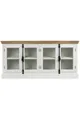 Wohnando Sideboard Vitrinenschrank liegend "Theresia", TV-Board, aus Holz, Landhaus, FSC® 4 Türen, weiß, 160x43x80 cm, Wohnzimmer