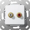 GIRA Cinch Audio Gender Changer Einsatz 563103 | System 55 | Unterputz | Kupplung | Tragring | reinweiß glänzend