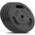 Hop-Sport 40 kg Gusseisen Hantelscheiben 30mm - Guss Gewichte Hantel Sets zur Auswahl: 4x10kg / 2x20kg / 4x5kg+2x10kg - 30/31 mm Bohrung (4x10kg)