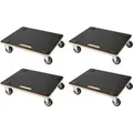 PROREGAL Mega Deal 4x Profi Transportroller HERCULES 50x50cm Traglast 150kg 4 Gummirollen & Griff Siebdruckplatte Rollbrett Möbelroller Transporthilfe