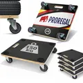 PROREGAL Profi Transportroller Hercules 50x50 cm Schwerlast bis 150 kg mit 4 Gummirollen & Griff, Siebdruckplatte, 4er Set Rollbrett für Reifen Möbelroller Transporthilfe für Umzug Pflanzen Werkstatt