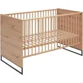 My Baby Lou Gitterbett Yunai, Anthrazit, Eiche, Metall, Holzwerkstoff, 78x83.5x144.6 cm, zum Juniorbett umbaubar, höhenverstellbar, Warnhinweise am Produkt, Sprossen mit Normabstand, Aufbauanleitung im Karton, Lattenrost inklusive, Schlupfsprossen, Babymöbel, Babybetten, Gitterbett
