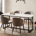 WOHNLING Esszimmertisch 120x60x76 cm Küchentisch Weiß in Marmor-Optik Modern Esstisch Klein Speisetisch Rechteckig Tisch Esszimmer mit Metallbeinen