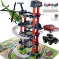 Interaktives Parkhaus Set für Kinder Parkgarage Aufzug Spielzeugautos Hubschrauber Spielmatte Verkehrsschilder Tankstelle 4 Etagen 24646