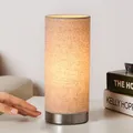 Lindby Cremefarbene Stoff-Tischleuchte Ronja Schreibtischlampe Bürotischleuchte