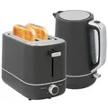 HOMCOM Wasserkocher Toaster Set 2200 W 1,7L Wasserkocher, 2 Scheiben Toaster, 6 Bräunungsstufen, Aufwärmen und Auftauen, Frühstück-Set mit Kalkfilter & Krümelfach, UK Otter Thermostat Grau