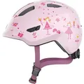 ABUS Kinderhelm Smiley 3.0 - Fahrradhelm mit tiefer Passform, kindergerechten Designs & Platz für einen Zopf - für Mädchen und Jungs - Rosa mit ... - Hellrosa