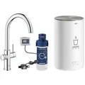 Spültischmischer Grohe Red Duo, C-Auslauf, chrom mit Boiler M und Filter S-Size Starter Set - 30083001