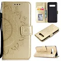 CoverKingz Handy Case kompatibel mit Samsung Galaxy S10 - Handy Cover mit Kartenfach Phonecase - Smartphone Hülle klappbar Motiv Mandala Gold