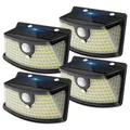 Aootek Solarlampen für Außen Wetterfest mit Bewegungsmelder - 120 Led Strahler, 270° Breiter Winkel, IP65 Wasserdicht- 4 Stück für Garten, Teichbeleuchtung, Schwarzer Rahmen, Kaltweiß