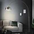 Ausziehbare Bogenlampe LOUNGE DEAL 170-210cm chrom gebürstet Marmorfuß Stehlampe Bogenleuchte Wohnzimmerlampe - Silber