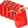 BW® Benzinkanister Metall 5x 20 Liter mit Schraubverschluss mit Ausgießer - Kraftstoffkanister Rot - RAL 3000 - TÜV-geprüft und UN-Zulassung - Made in Europe