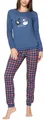 Cornette Schlafanzug Damen Schlafanzug Zweiteiler Pyjama Langarm mit Rundhals Baumwolle 634, Jeans (Swan)