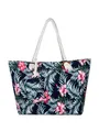 DonDon Strandtasche XXL mit Reißverschluss - Umhängetasche Damen, Shopper Tasche Damen im Beach Look mit Schulterriemen - Urlaub Must Haves Beach bag - Sunshine Flower Navy