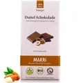 MAKRi Dattel Schokolade | Vegan & Bio, Laktosefrei und Glutenfrei, Ohne Zusatzstoffe | Dattelschokolade Ohne Raffinierten Zucker, Schokolade mit Datteln Gesüßt (Nougat 50%, 1 Tafel)