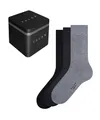 FALKE Herren Socken Happy Box Uni Multipack M So Baumwolle einfarbig 3 Paar, Mehrfarbig Black Grey Mix 0010, 39-42