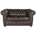 Zweisitzer-Sofa Chesterfield Liverpool aus echtem Rindsleder Braun