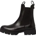 Tamaris Damen Stiefelette Chelsea Boot Leder profilierte Laufsohle 1-25901-41, Größe:37 EU, Farbe:Schwarz - Schwarz - 37