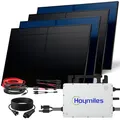 SUNNIVA® 2000W Balkonkraftwerk BIFAZIAL FULLBLACK komplett Steckdose HOYMILES 800W Wechselrichter, PV Solaranlage, 4x 500W Glas-Glas Solarmodule, inkl. 5m Kabel, Bluetooth WIFI, Komplettset