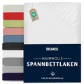 Dreamzie - Spannbettlaken 140x190/200cm - Baumwolle Oeko Tex Zertifiziert - Weiß - 100% Jersey Spannbetttuch 140x190/200