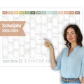 heaven+paper Schuljahresplaner 2025/2026 A1 Wandkalender Semesterplaner Boho gefaltet 14 Monaten Kalender 2025 2026 Wandplaner im Querformat mit Feiertagen, Schulferien (Natural, Querformat)
