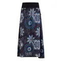 Vishes Langer Damen Herbstrock mit Mandalas in schwarz I Größe 3XL (46) I Handgefertigt aus 100% Baumwolle I Rock mit breitem Bund I Für warme & kalte Monate I Nachhaltige Alternative Bekleidung