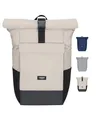 LARKSON Rucksack Damen & Herren Beige Grau - No 4 Large - Rolltop Backpack 21 L mit 16 Zoll Laptopfach Uni, Arbeit & Fahrrad - Großer Reiserucksack mit Trolley Strap