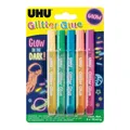 UHU 48210 Glitzerkleber Glitter Glue "GLOW IN THE DARK", 5 x 10 ml