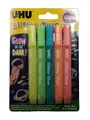 UHU Glitzerkleber Glitter Glue GLOW IN THE DARK 5x10ml gelb grün blau orange rot