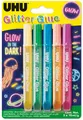 UHU Glitzerkleber Glitter Glue "GLOW IN THE DARK" 5 x 10 ml