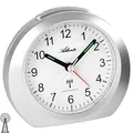 Atlanta Funkwecker ohne Ticken mit Licht Snooze Leuchtzeiger Analog - 1856 (Silber)