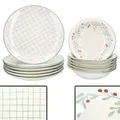 12tlg Tafelservice Holly 6 Pers. Essteller Suppenteller Weihnachten Mistelzweig