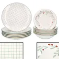 12tlg Tafelservice Holly 6 Pers. Essteller Suppenteller Weihnachten Mistelzweig