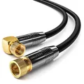 deleyCON HDTV SAT Antennenkabel 3m Schwarz - 1x 90° gewinkelt - 2x F-Stecker