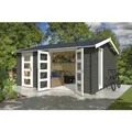 LASITA MAJA Gartenhaus "Carroz", BxHxT: 496 x 250,8 x 403,4 cm (Außenmaß inkl. Dachüberstand), grüngrau - gruen