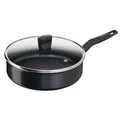 Tefal Schmorpfanne mit Decke 24 cm Start'Easy, Induktion, Titanium-Antihaftversiegelung, Thermo-Signal bei idealer Brattemperatur, Bratpfanne für alle Herdarten geeignet, Aluminium, schwarz, C26732