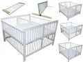 Micoland Zwillingsbett Kinderbett für Zwillinge 2in1 massiv weiß mit 2 Matratzen 120x120cm und Trenngitter
