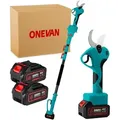 Akku-Astschere Teleskop 45cm Elektrische Gartenschere mit 2x Akku, 2m Teleskopstange, 2 in 1 Astschere Teleskop für Baum und Gartenpflege